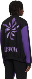 KUSIKOHC Black & Purple Full Zip Fleece Track Jacket