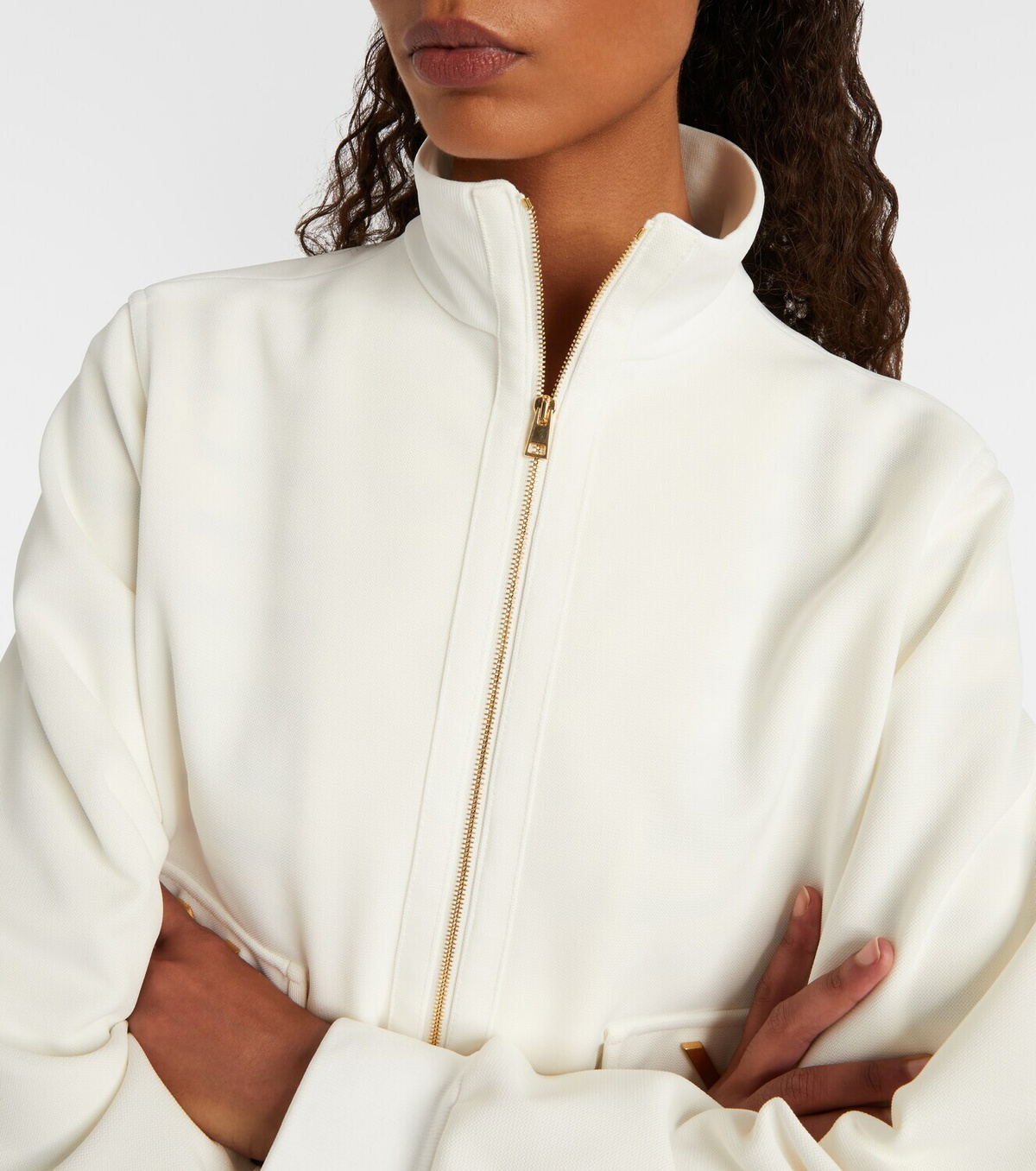 Valentino Logo jersey zip-up sweatshirt