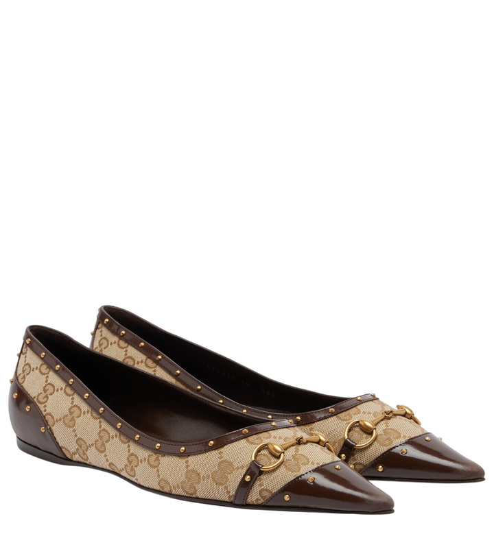 Photo: Gucci Savoy Horsebit leather-trimmed ballet flats