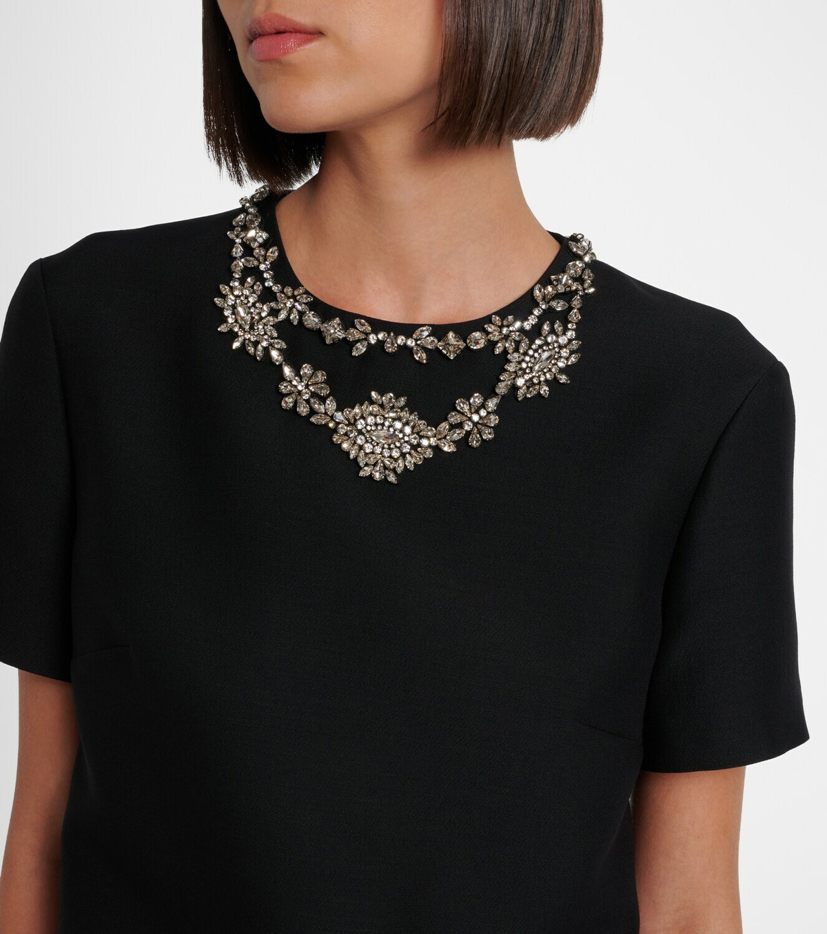 Valentino Crepe Couture embellished wool and silk minidress
