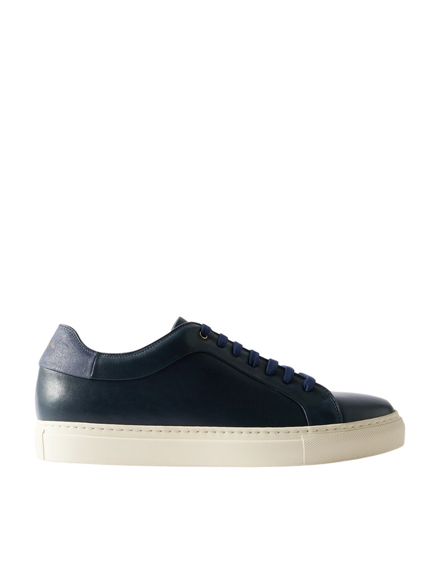 Photo: Paul Smith - Basso Suede-Trimmed Leather Sneakers - Blue