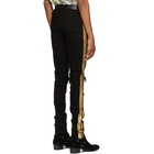 Amiri Black and Gold Glitter Track Jeans