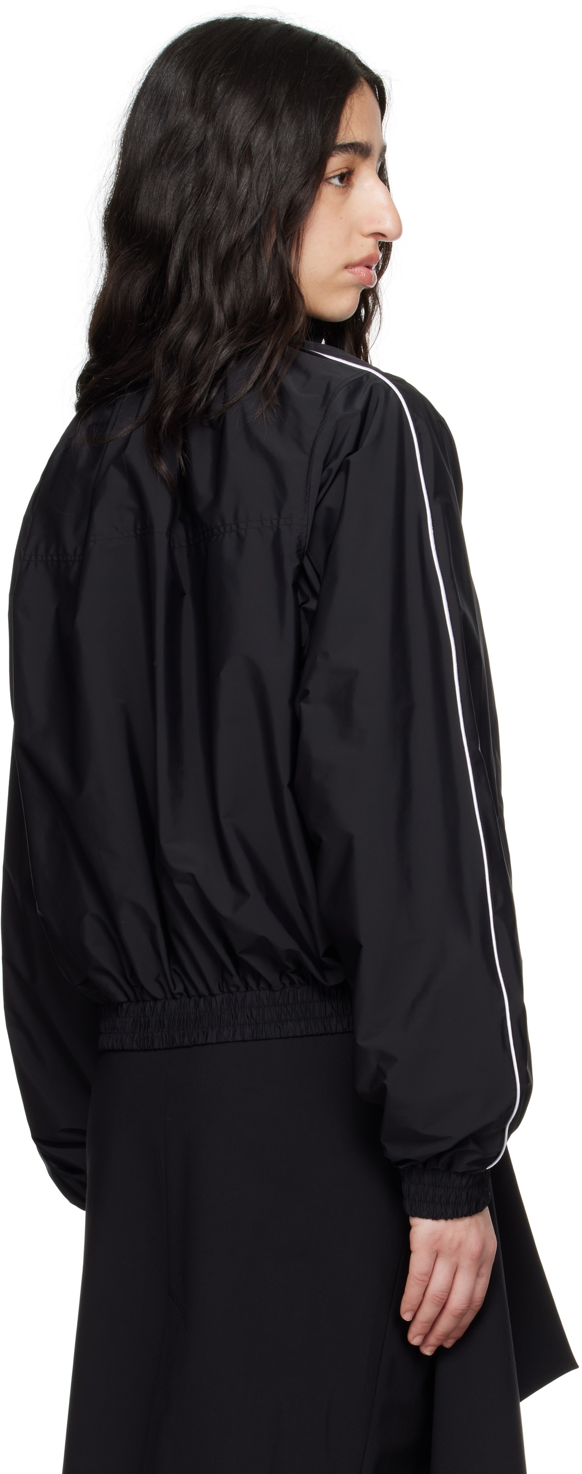 ALAINPAUL Black Gathered Neck Track Jacket