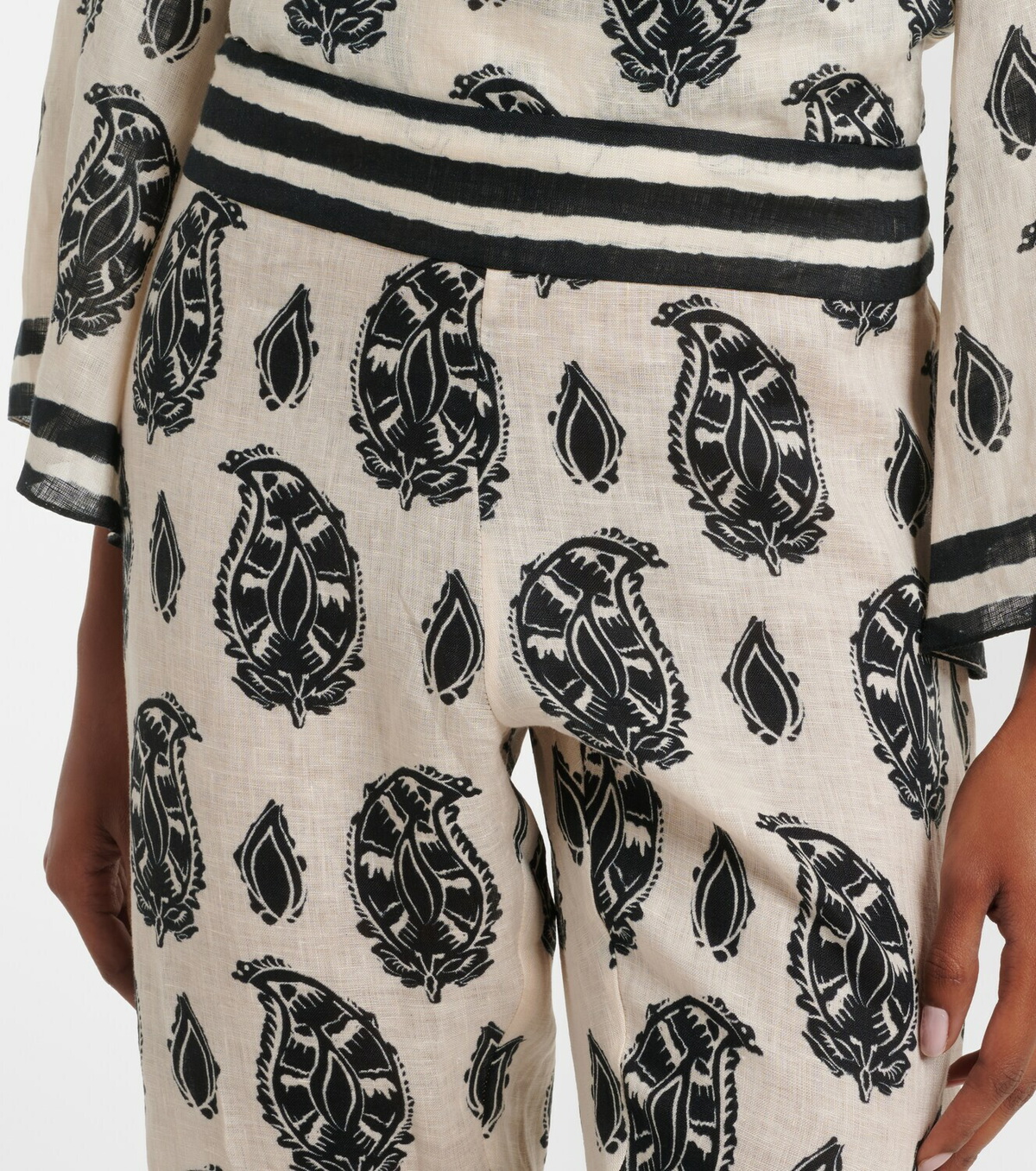 Johanna Ortiz Printed linen wide-leg pants