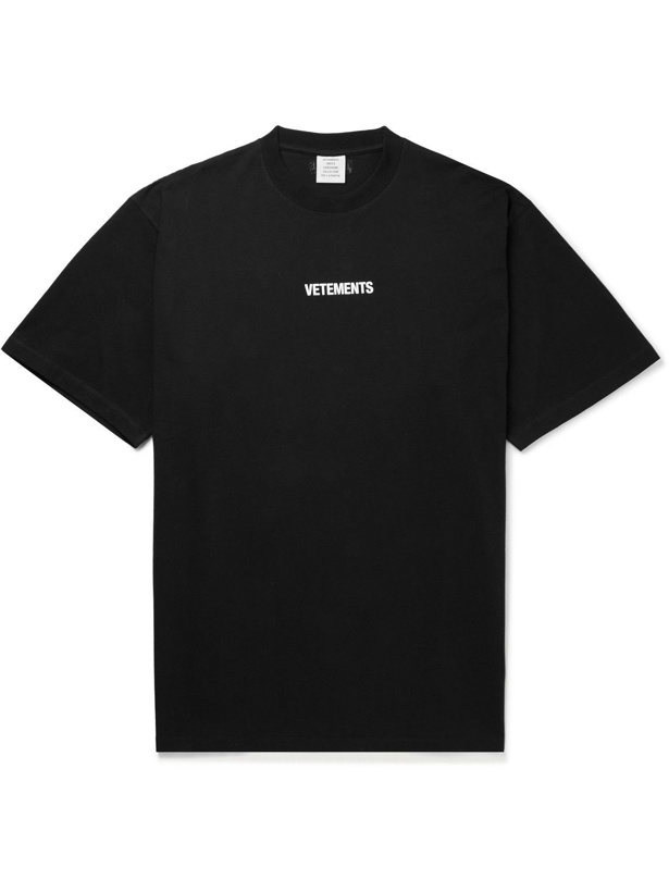 Photo: VETEMENTS - Oversized Logo-Print Cotton-Jersey T-Shirt - Black