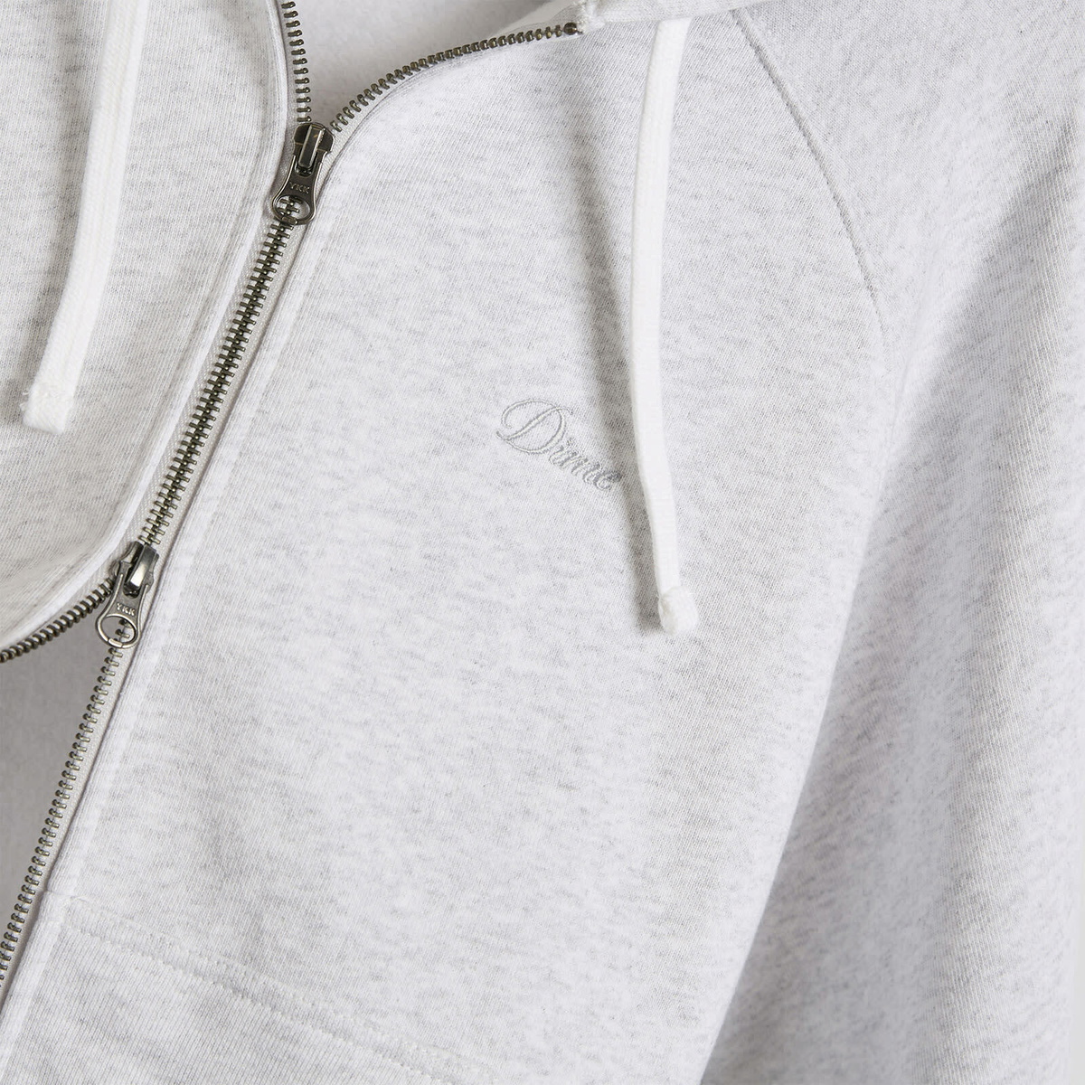 Dime Cursive Small Logo Zip Hoodie in Ash