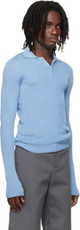 Rier Blue Fine Rib Knit Polo