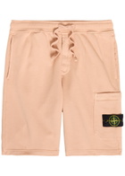 Stone Island Logo Cotton Shorts Pink
