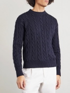 Dunhill - Cable-Knit Cotton Sweater - Blue