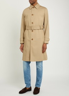 Lardini Belted Woven Trench Coat Beige
