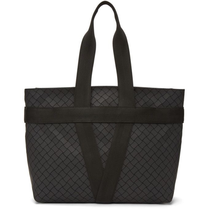 Photo: Bottega Veneta Black Rubber Intrecciato Tote