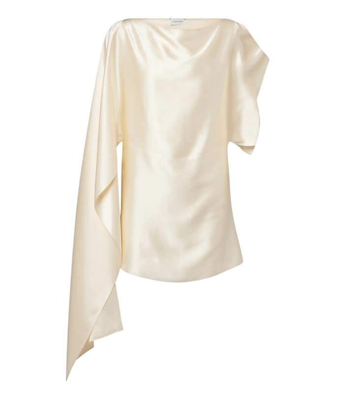 Photo: Magda Butrym Asymmetric draped silk satin top
