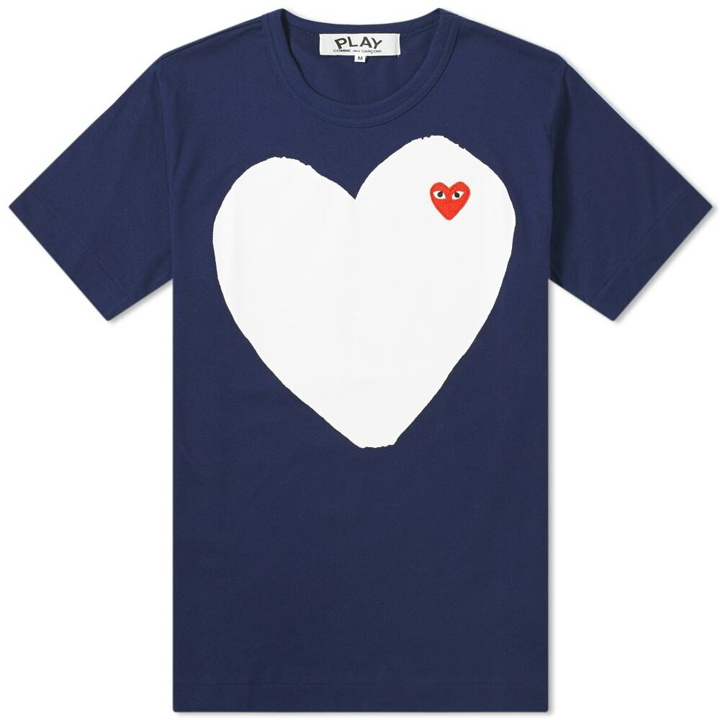 Photo: Comme des Garçons Play Men's Solid Heart Logo T-Shirt in Navy