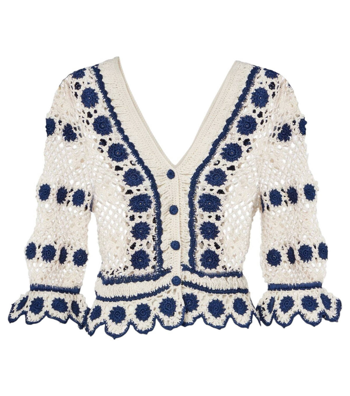 Anna Kosturova Striped crochet cotton polo shirt Anna Kosturova Anna Kosturova Striped crochet cotton polo shirt Anna Kosturova