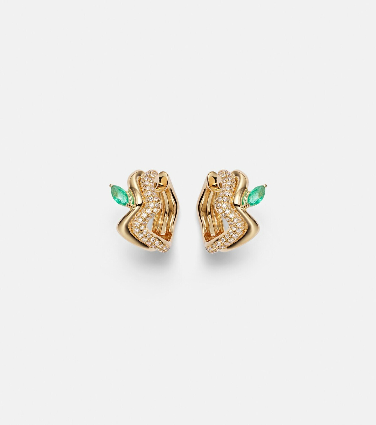 Shay Jewelry 18kt gold (750/1000) earrings with diamonds and emeralds
