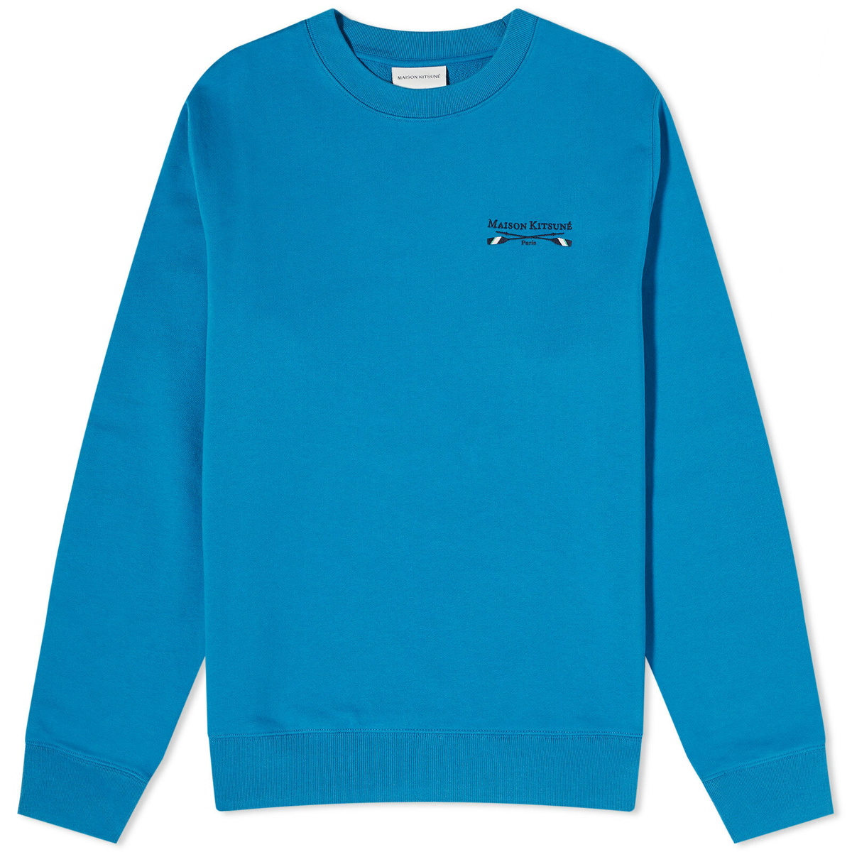 Maison Kitsuné Men's Oars Regular Crew Sweat in Sapphire Maison Kitsune