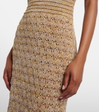 Valentino Open-knit linen-blend lamé midi dress