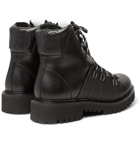 Valentino - Valentino Garavani Urgan Shearling-Lined Rubber-Trimmed Leather Boots - Black