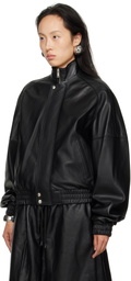 LU'U DAN Black Blouson Leather Jacket