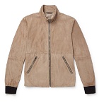 Giorgio Armani - Slim-Fit Leather-Trimmed Suede Blouson Jacket - Men - Beige