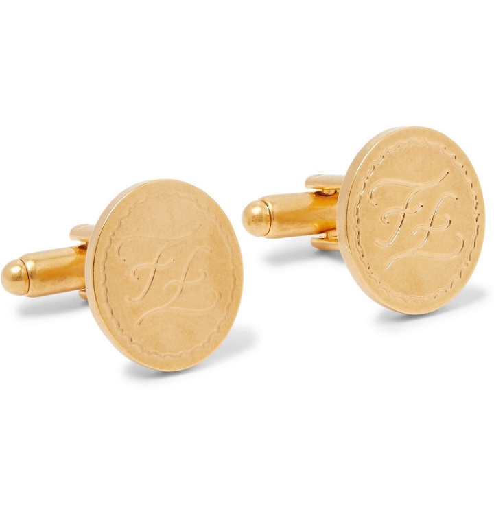Photo: Fendi - Logo-Engraved Gold-Tone Cufflinks - Gold