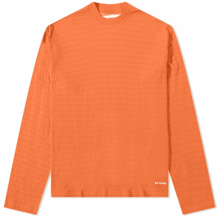 Photo: Sunnei Men's Long Sleeve Stripe T-Shirt in Orange/Yellow Stripes