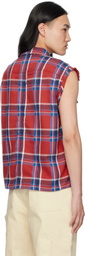 Rick Owens DRKSHDW Red & Navy Hollywood SL Cropped Outershirt Vest
