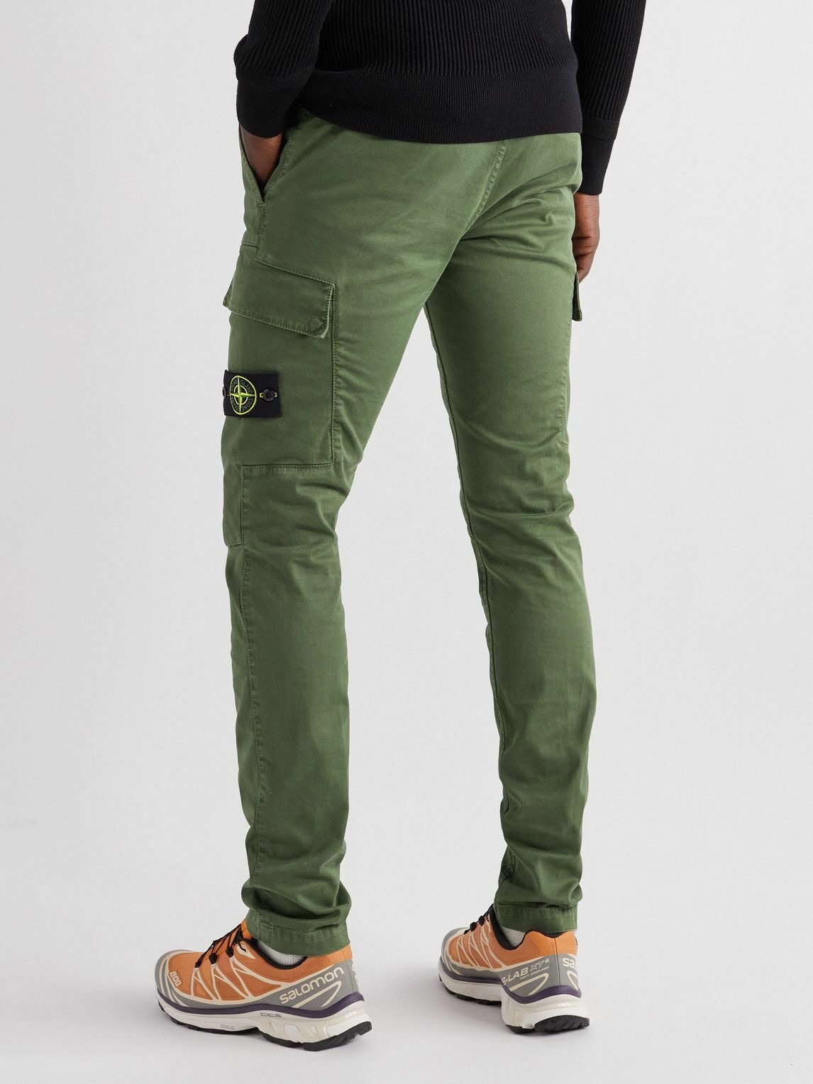 STONE ISLAND Slim-Fit Garment-Dyed Cotton-Blend Twill Cargo Trousers for  Men | MR PORTER