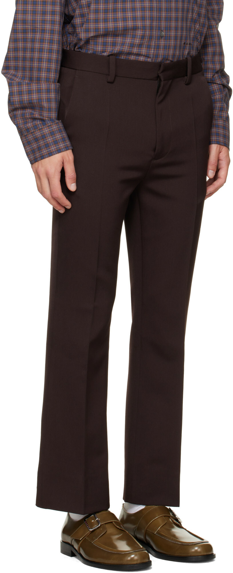 Marni Brown Regimental Wool Trousers