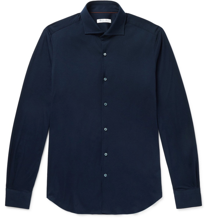 Photo: Loro Piana - Slim-Fit Cotton-Jersey Shirt - Blue