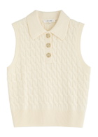 Frame Cable-knit Wool Polo Vest Cream