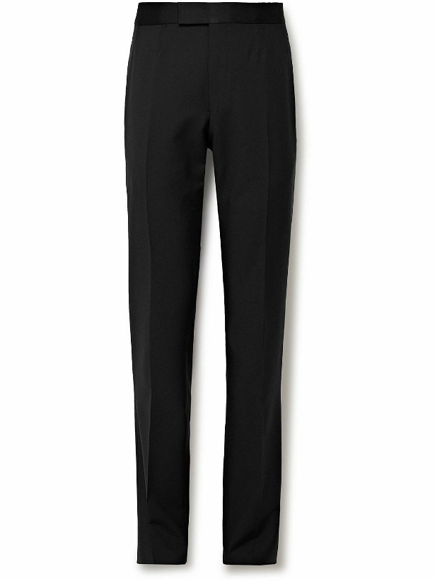 Photo: Zegna - Straight-Leg Satin-Trimmed Wool and Mohair-Blend Tuxedo Trousers - Black