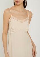 Simone Rocha Lace-trimmed Crepe-de-chine Midi Dress Nude
