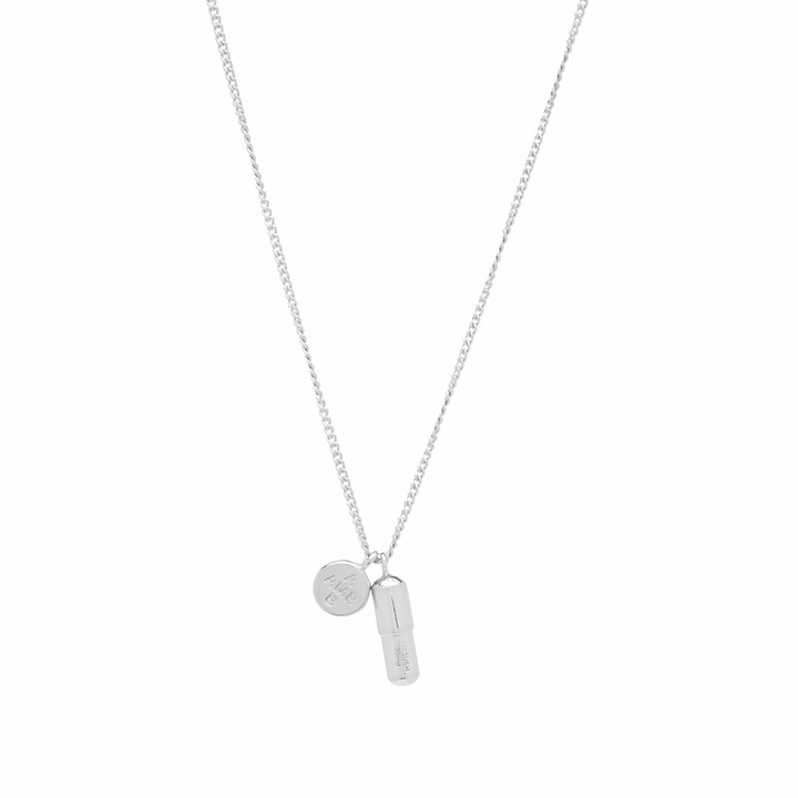 Photo: Ambush Men's Pill Charm Necklace in Silver