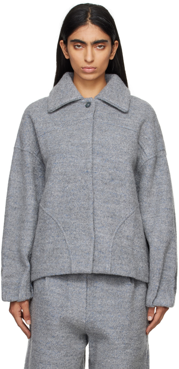 Deiji Studios Gray Boiled Wool Coat