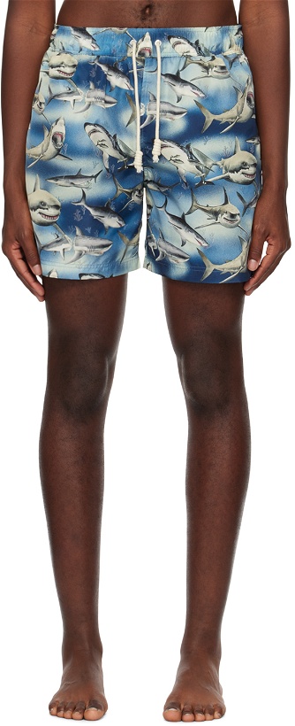 Photo: Palm Angels Blue Sharks Swim Shorts