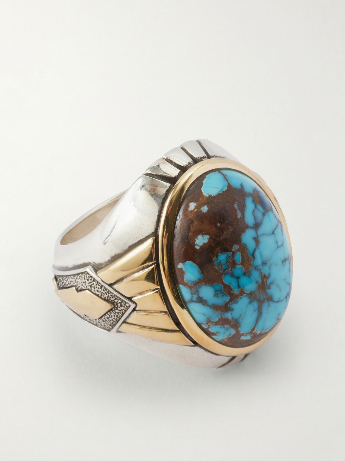 Jacques Marie Mage - Bo-Jo-Ring Sterling Silver, 18-Karat Gold and Apache Turquoise Ring - Silver