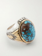 Jacques Marie Mage - Bo-Jo-Ring Sterling Silver, 18-Karat Gold and Apache Turquoise Ring - Silver