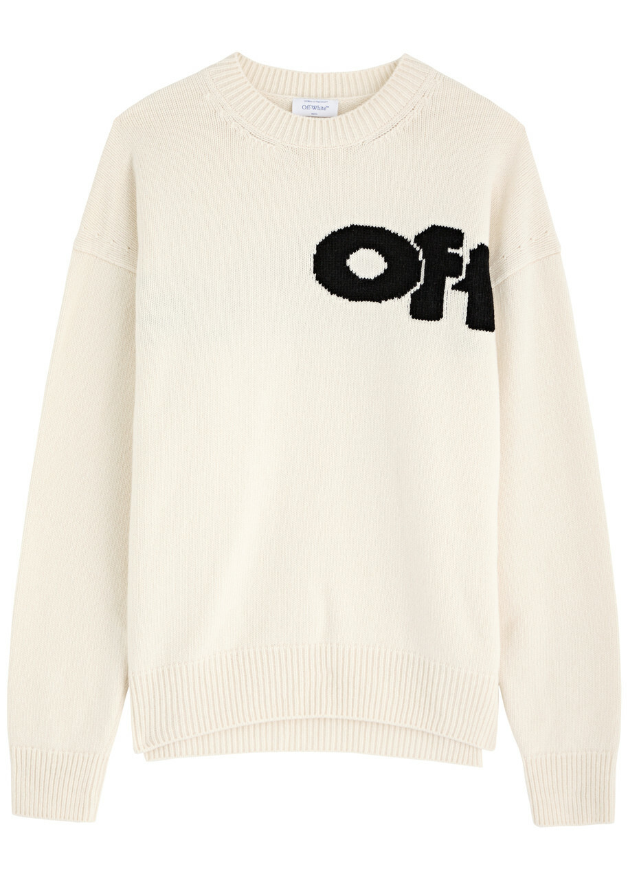 【送料&関税込】Off-White Wool Sweatshirt Off-white Shared Logo Wool-blend Jumper Cream Off-White