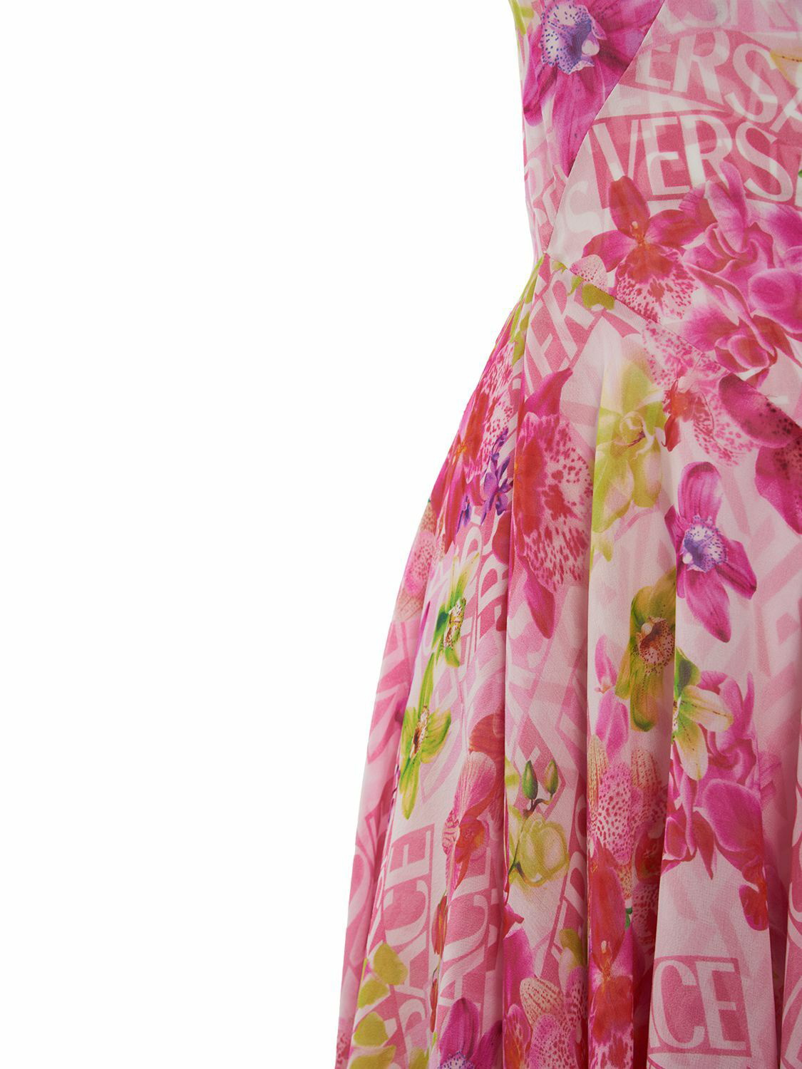 Versace Kids floral-print duchess-satin dress - Pink