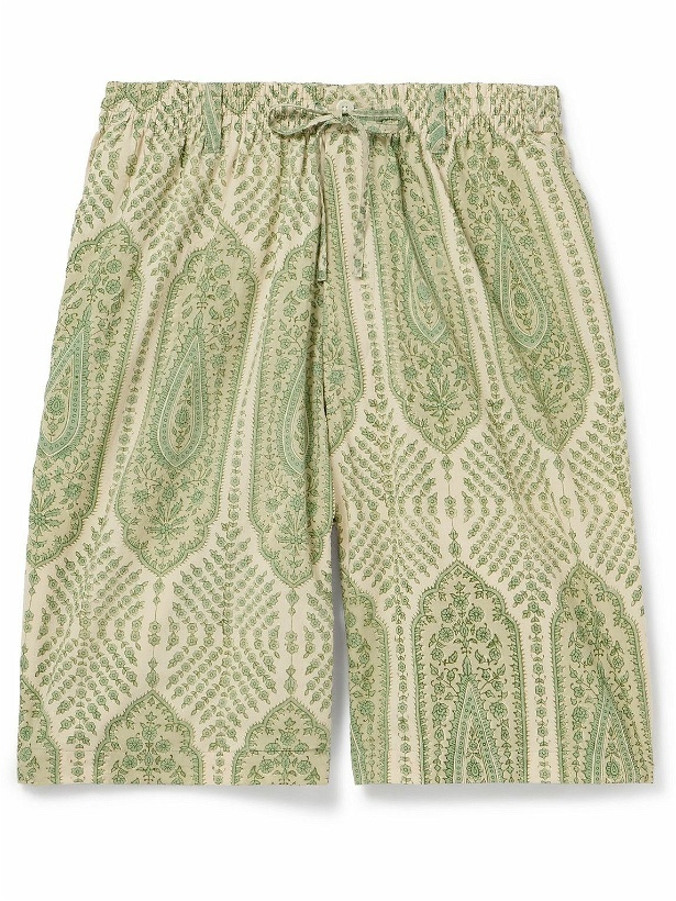 Photo: Kardo - Straight-Leg Printed Cotton Drawstring Shorts - Green