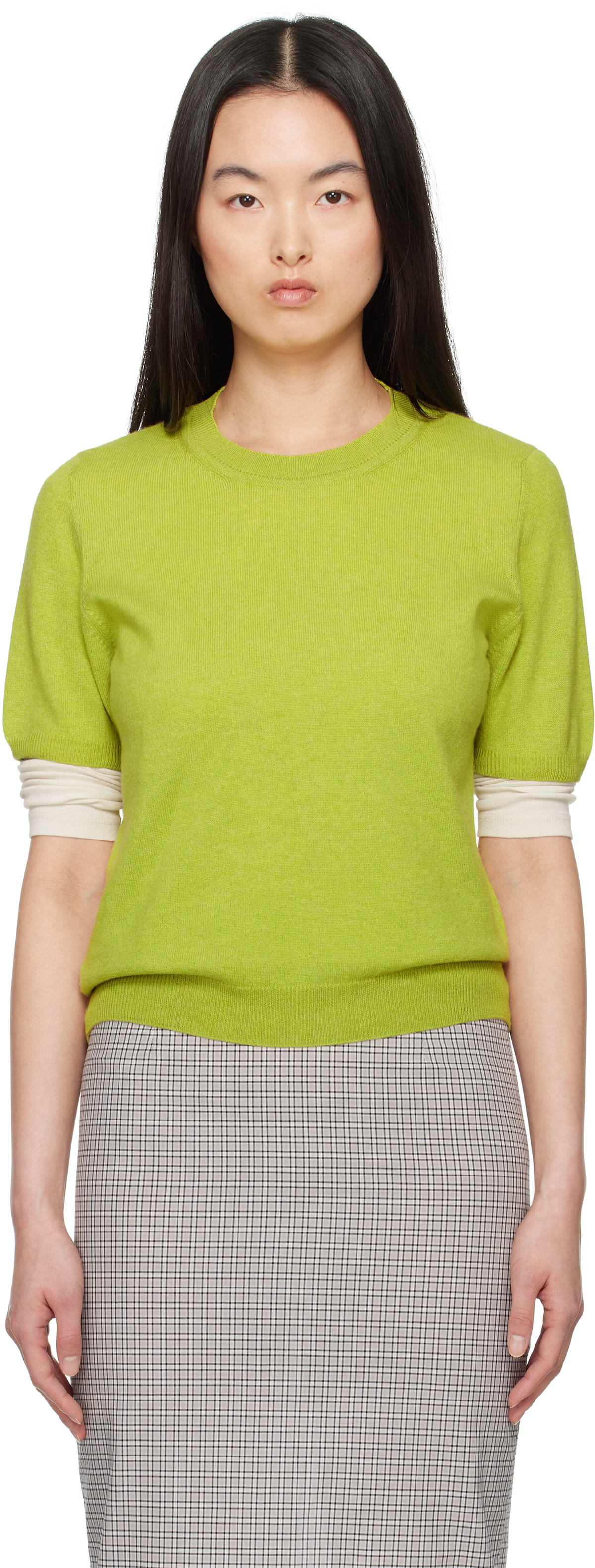 &Daughter Green Emer Cashmere T-shirt