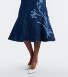 Erdem Printed denim midi dress