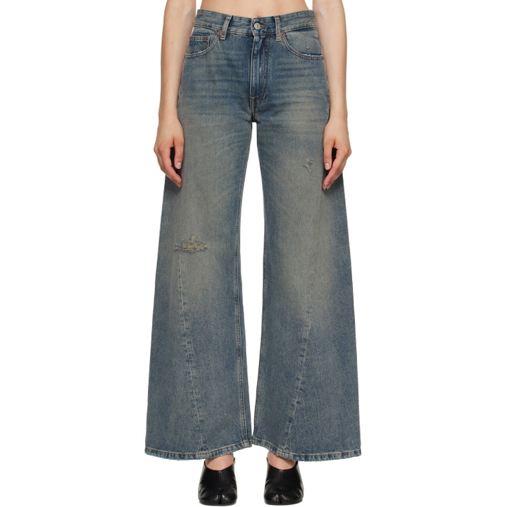 Photo: MM6 Maison Margiela Navy Wide Denim Jeans