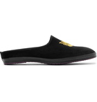 Needles - Logo-Embroidered Velvet Slippers - Black