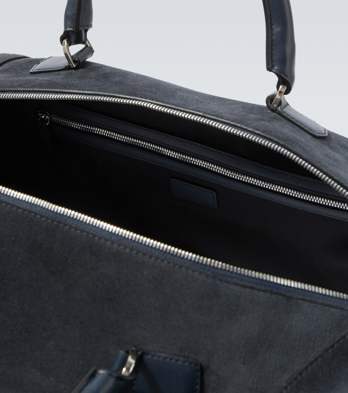 Kiton Leather-trimmed suede duffel bag