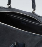 Kiton Leather-trimmed suede duffel bag