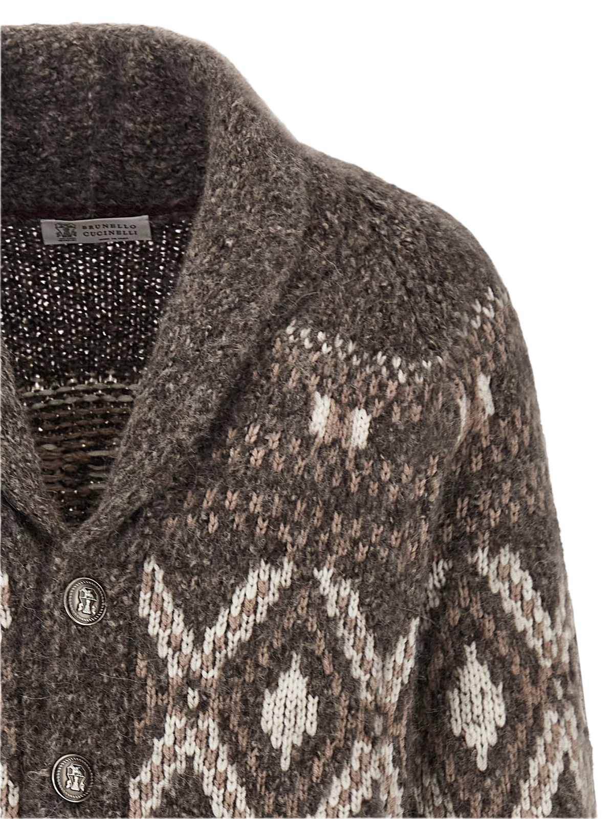 Brunello Cucinelli geometric Jacquard Cardigan