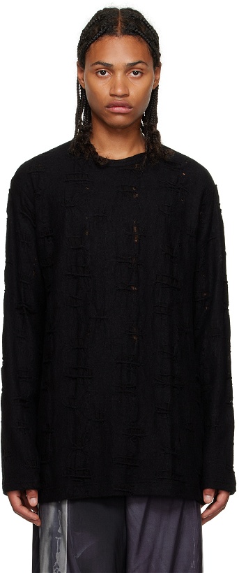 Photo: Yohji Yamamoto Black Distressed Sweater