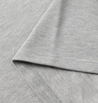 SAINT LAURENT - Studded Mélange Cotton-Piqué Polo Shirt - Gray